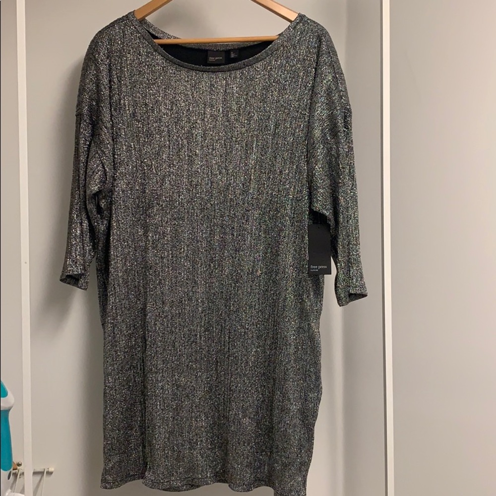 Free Press sheath dress black & silver metallic